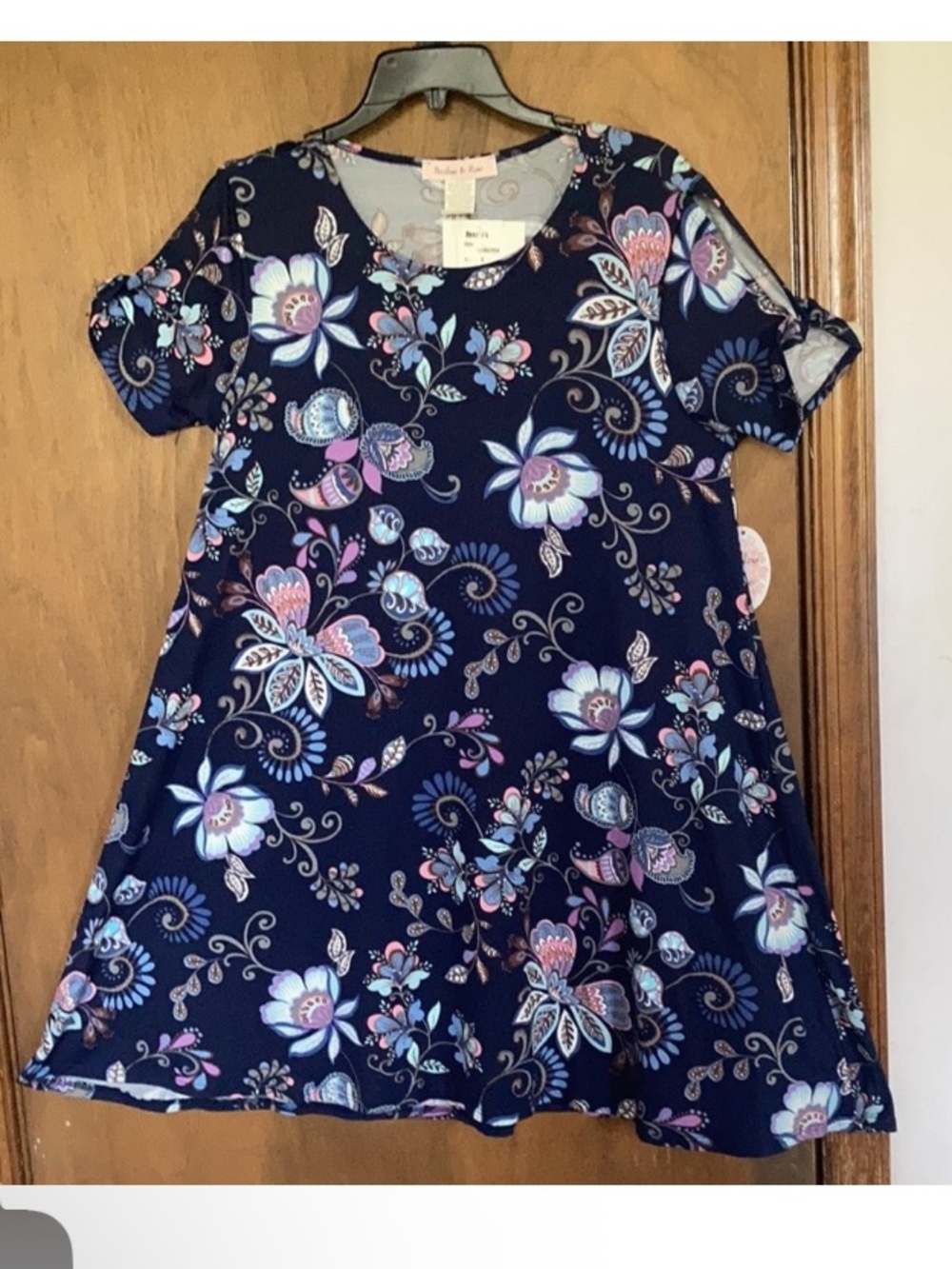 Harlow & Rose dress floral print pullover soft with stretch casual boho M